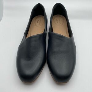 Clarks Juliet Palm Black Leather Loafers Women's Size 10W
